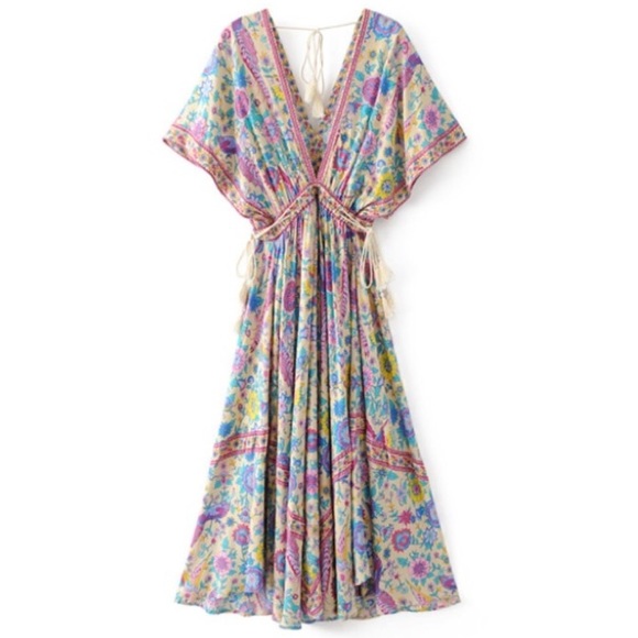 🎉HP🎉 Lovebird Half Moon Gown Maxi DRESS Floral - Picture 4 of 7